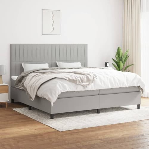 Ramsäng med madrass ljusgrå 200x200 cm tyg