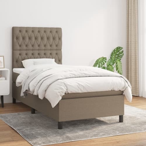 Ramsäng med madrass taupe 100x200 cm tyg