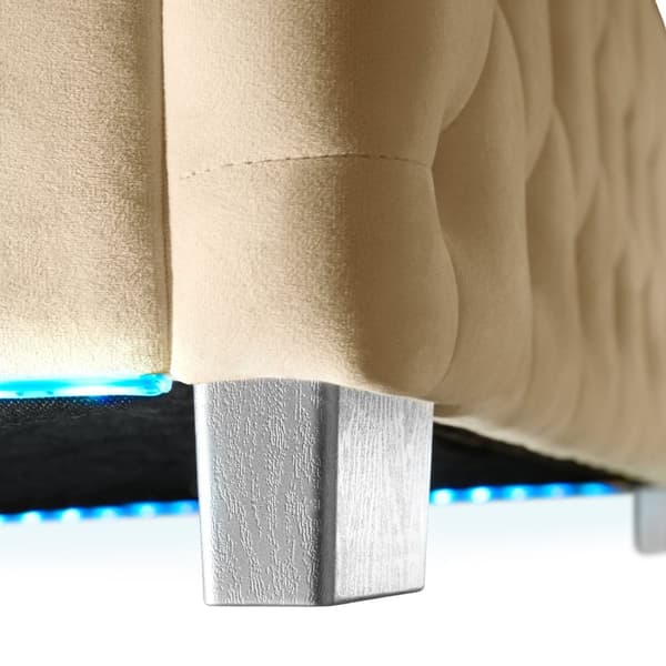 Sengeramme med LED-strips og opbevaring - beige,120 x 200 cm