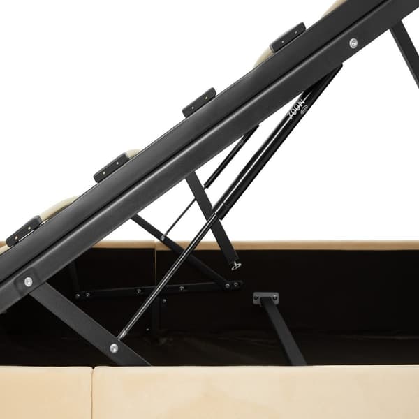 Sengeramme med LED-strips og opbevaring - beige,120 x 200 cm