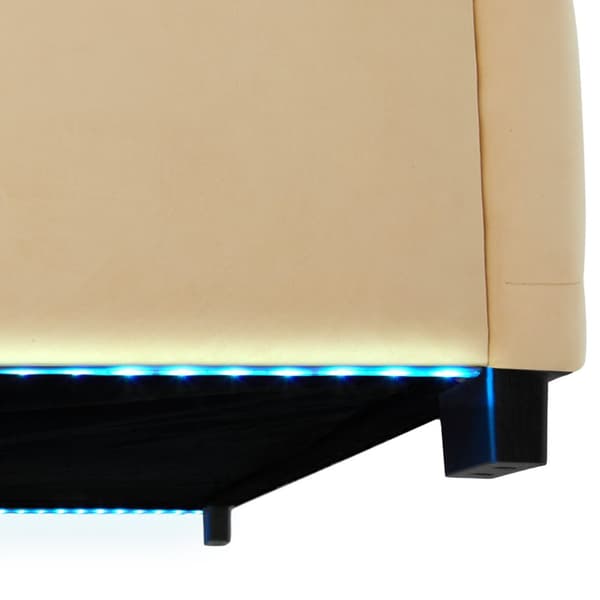 Sengeramme med LED-strips og opbevaring - beige,120 x 200 cm