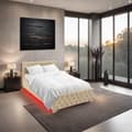 Miniatyrbillede 3 af 11: Sengeramme med LED-strips og opbevaring - beige,140 x 200 cm