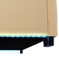 Miniatyrbillede 9 af 11: Sengeramme med LED-strips og opbevaring - beige,180 x 200 cm