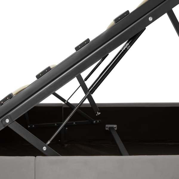 Sengeramme med LED-strips og opbevaring - mørkegrå,120 x 200 cm