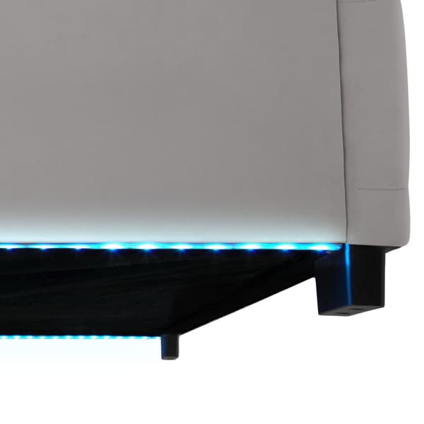 Sengeramme med LED-strips og opbevaring - mørkegrå,120 x 200 cm