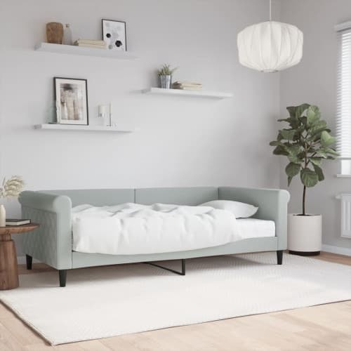 Dagbädd med madrass ljusgrå 90x190 cm sammet