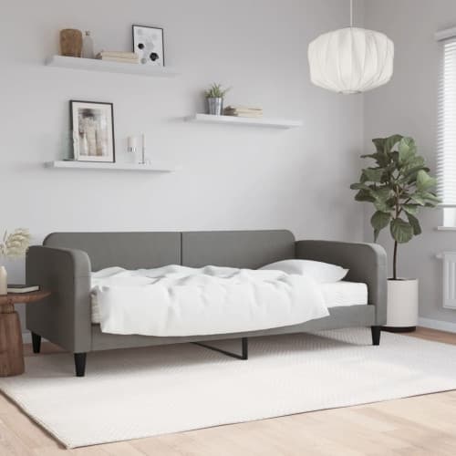 Dagbädd med madrass mörkgrå 90x190 cm tyg