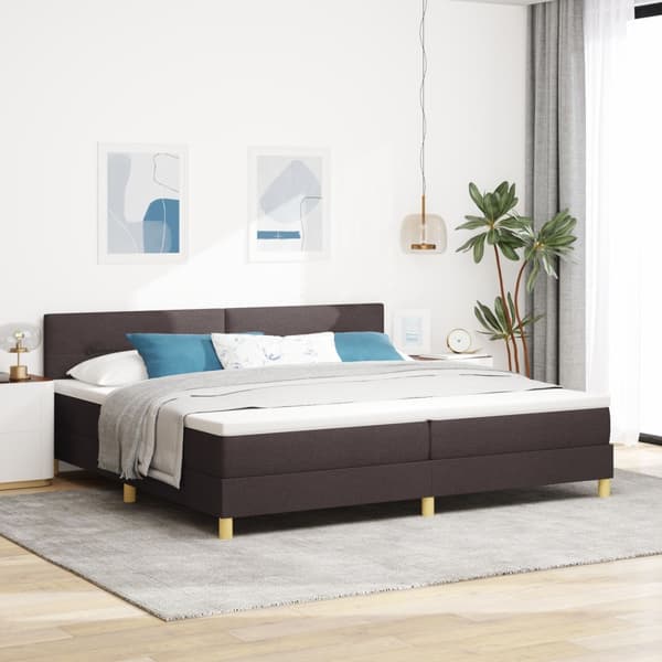 Boxspring Säng med Madrass Mörk Brun 200x200 cm Tyg