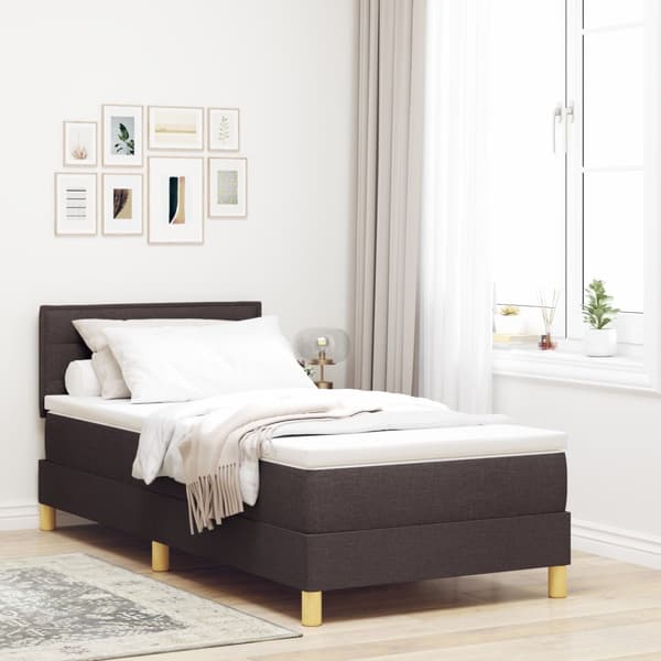Boxspring säng med madrass Mörk brun 100x200 cm Tyg