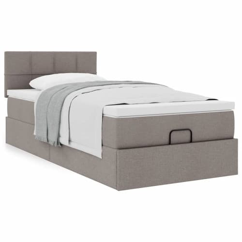 Ottoman säng med madrass taupe 100x200 cm tyg