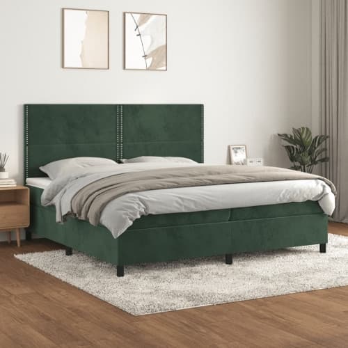 Ramsäng med madrass mörkgrön 200x200 cm sammet