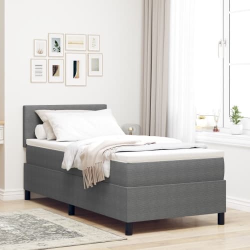 Boxspring Säng med Madrass Ljusgrå 90x200 cm Kordfloret Tyg