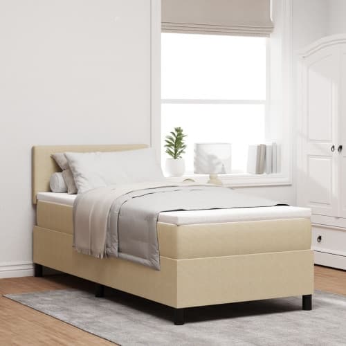 Boxspring Säng med madrass Ljusgrön Grå 90x200 cm Kordfl tyg