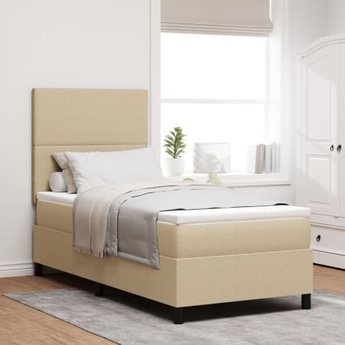 Box Spring Säng med Madrass Ljus Grön Grå 100x200 cm Kordflor Tyg