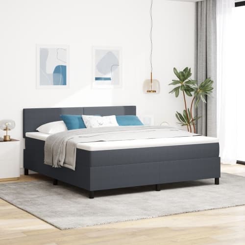Boxspring säng med madrass Mörkgrå Super King Cordflorsmaterial