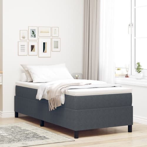 Boxspring säng med madrass mörkgrå 100 x 200 cm Corduroytyg
