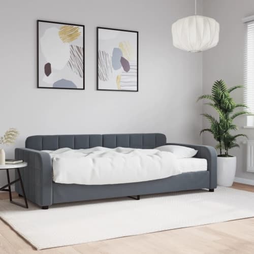 Dagbädd med madrass mörkgrå 90x190 cm sammet