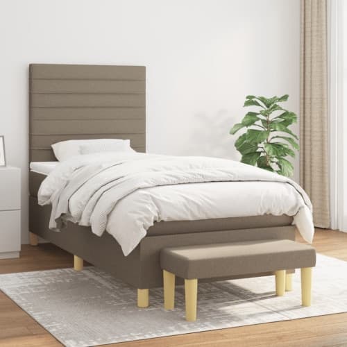 Ramsäng med madrass taupe 80x200 cm tyg