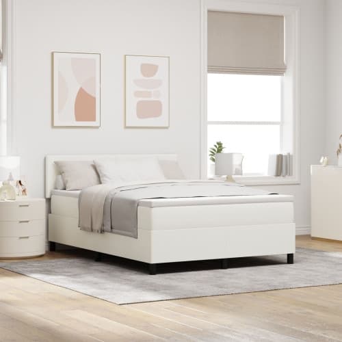 Boxspring säng med madrass Kräm 140x200 cm Kordfleece tyg