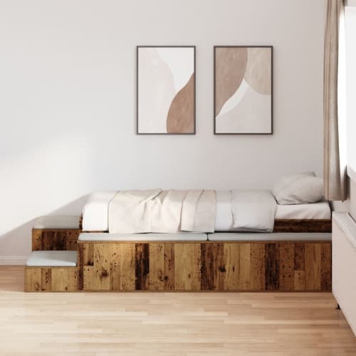 Förvaringssängram gammalt trä 90x200 cm
