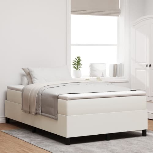 Boxspring Säng med Kremfärgad Madrass 120x200 cm Corduroy Tyg
