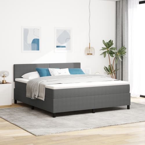 Box Spring Säng med Madrass Ljusgrå Super King Manchestertyg