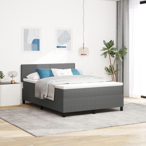Boxspring säng med madrass Ljusgrå 140x200 cm Kordflorsmaterial