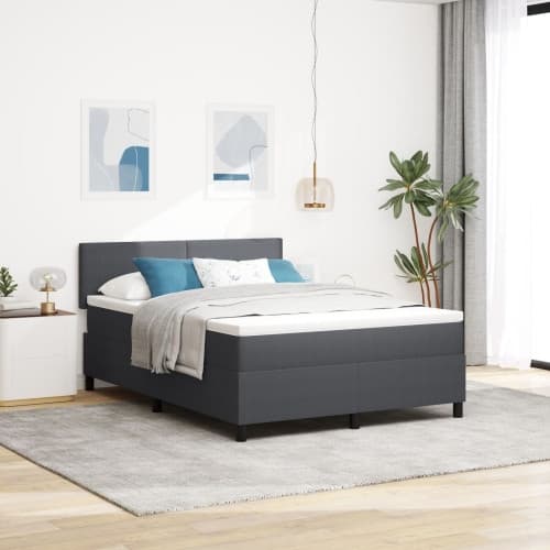 Boxsäng med Madrass & LED Mörkgrå 140x200 cm Corduroytyg