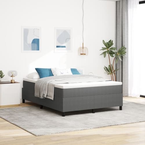 Boxspring Säng med Madrass Ljusgrå 140x200 cm Kordtyg