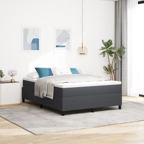 Boxspring Säng med Madrass Mörkgrå 160x200 cm Kordtyg