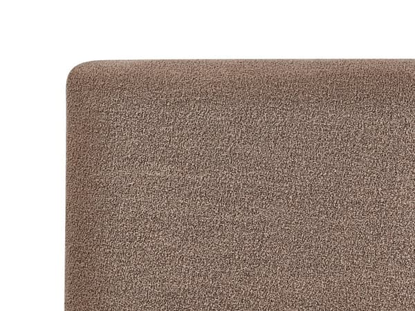Ottomansk Seng Taupe Boucle Polstring 180 x 200 cm Tufted Sengegavl Oppbevaringsfunksjon