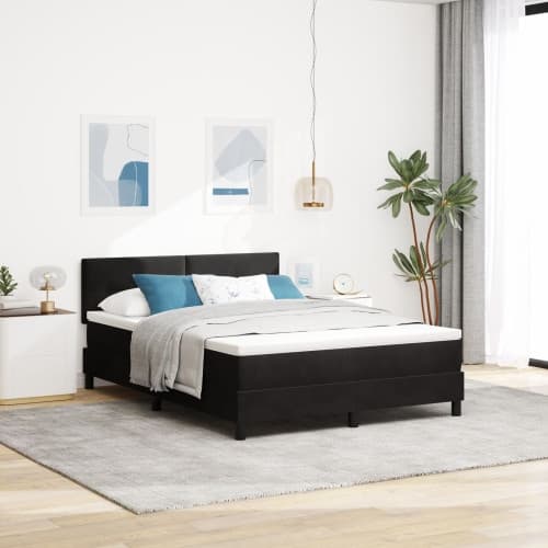 Sängbotten med madrass Svart 160x200 cm Sammet