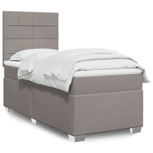 Ramsäng med madrass taupe 90x190 cm tyg