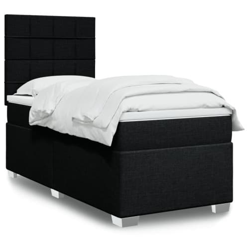 Ramsäng med madrass svart 90x190 cm tyg