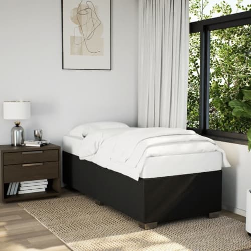 Ramsäng med madrass svart 90x190 cm tyg