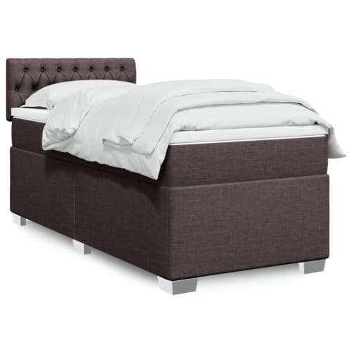 Ramsäng med madrass mörkbrun 90x190 cm tyg