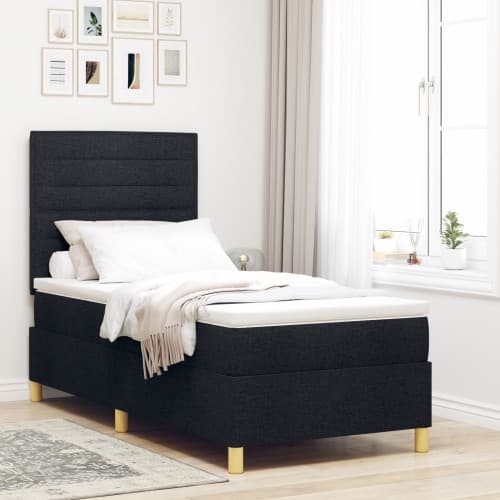 Boxspring säng med madrass svart 90x200 cm tyg