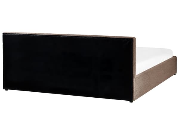 Seng Brun Boucle 180 x 200 cm Moderne To Mands Seng med Opbevaring Blød Sengegavl Dobbeltseng Sengeramme Retro Design