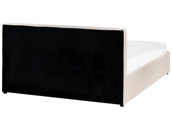 Seng Off White Boucle 140 x 200 cm Dekorativ Tre Kvart Seng med Sengegavl Halvanden Mands Kvalitetseng med Opbevaring Teenageværelse