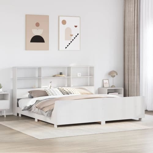 Sängram utan madrass vit 180x200 cm massiv furu