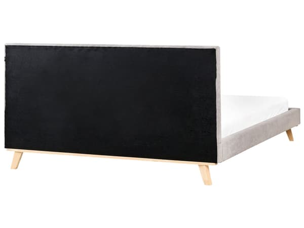 Seng Lysegrå Chenille 180 x 200 cm Moderne Dobbeltseng Stof To Mands Seng med Træben Sengeramme Minimalistisk Design