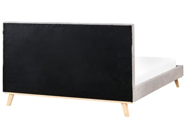 Seng Lysegrå Chenille 160 x 200 cm Moderne Dobbeltseng Stof To Mands Seng med Træben Sengeramme Minimalistisk Design
