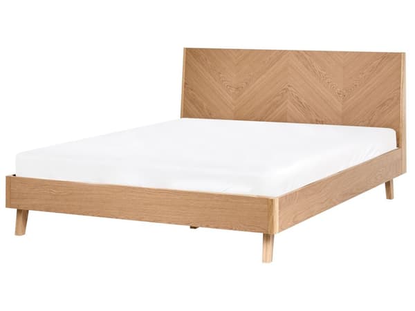 Seng Lysebrun MDF Eik Finér 140 x 200 cm Sengegavl Klassisk stil Soverom Sengeramme Dobbeltseng