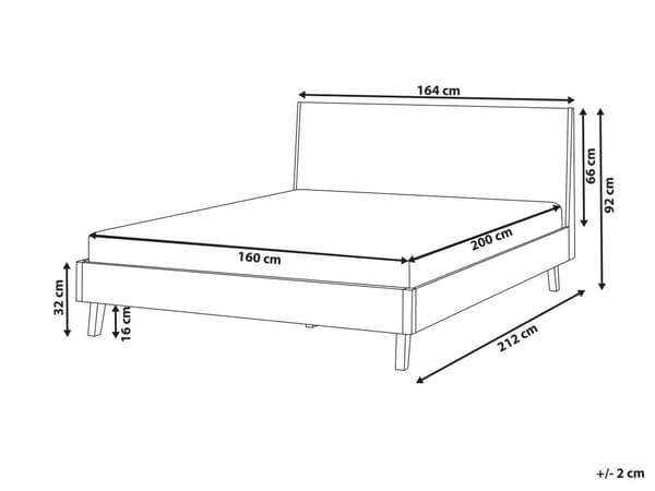 Seng Lysebrun MDF Eik Finér 160 x 200 cm Sengegavl Klassisk stil Soverom Sengeramme Dobbeltseng