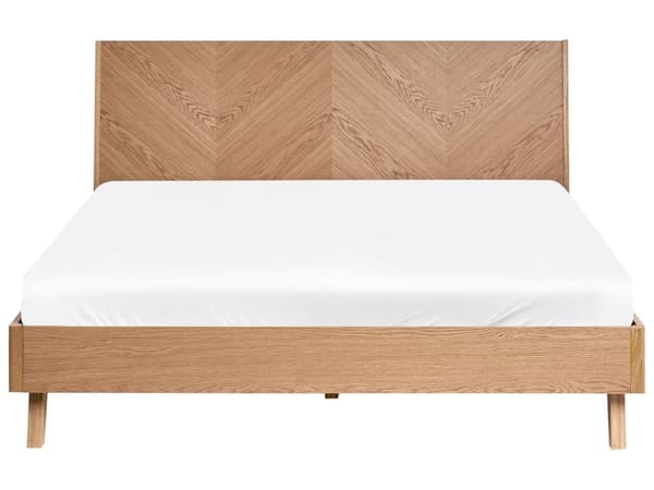 Seng Lysebrun MDF Eik Finér 160 x 200 cm Sengegavl Klassisk stil Soverom Sengeramme Dobbeltseng