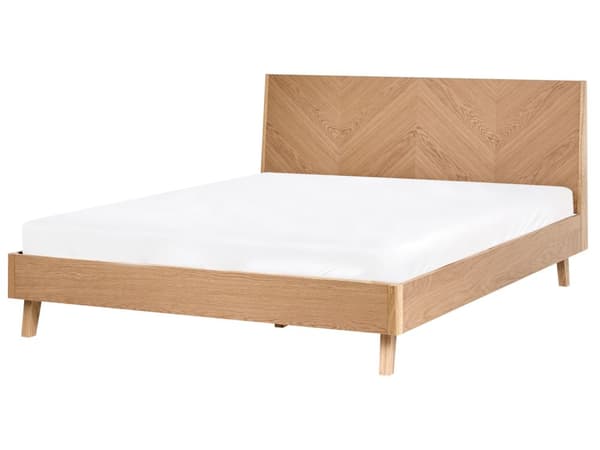 Seng Lysebrun MDF Eik Finér 160 x 200 cm Sengegavl Klassisk stil Soverom Sengeramme Dobbeltseng