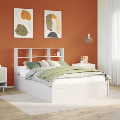 Sängram utan madrass vit 120x190 cm massiv furu