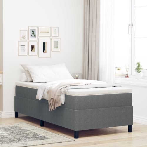 Boxspring Säng med Madrass Ljusgrå 80x200 cm Manchester Tyg
