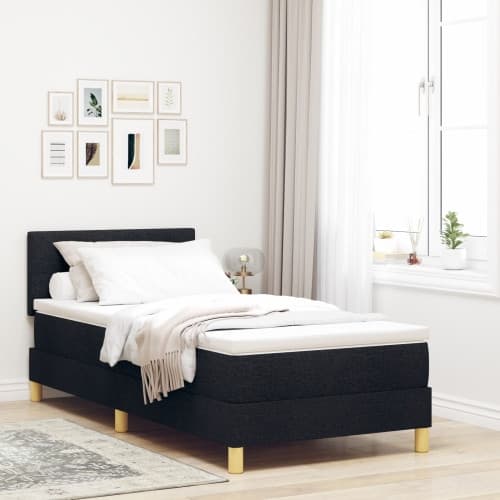 Box våningssäng med madrass svart 90x190 cm tyg