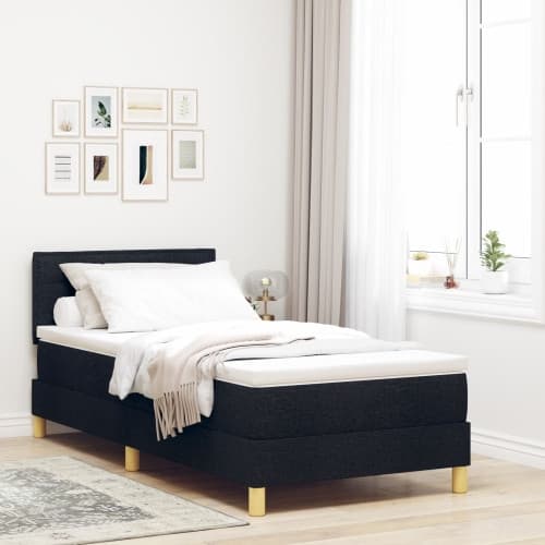 Bottenviktsäng med Madrass Svart 90x190 cm Tyg